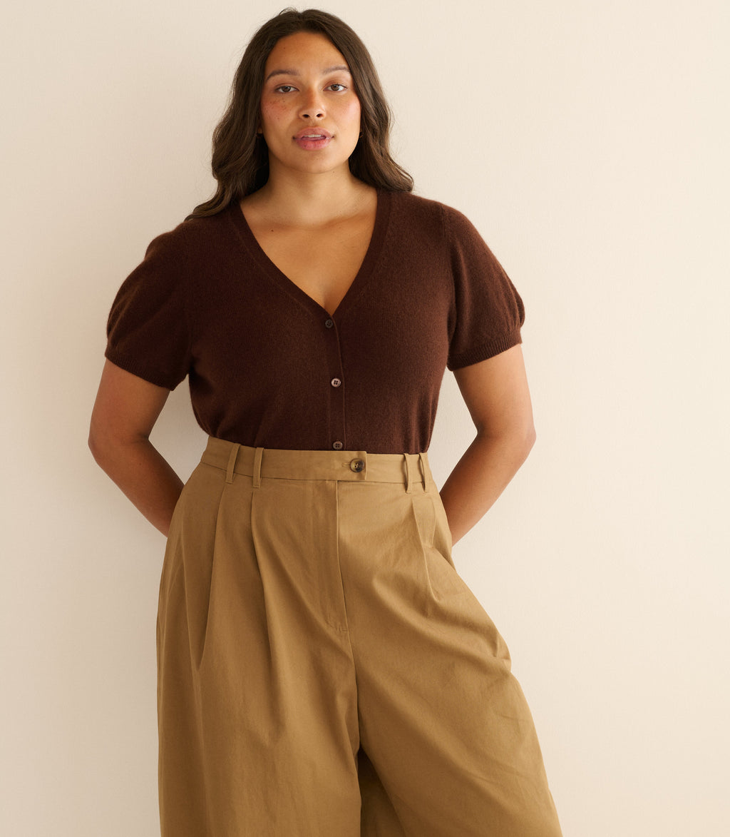 ARELLA CASHMERE CARDIGAN -- DARK UMBER