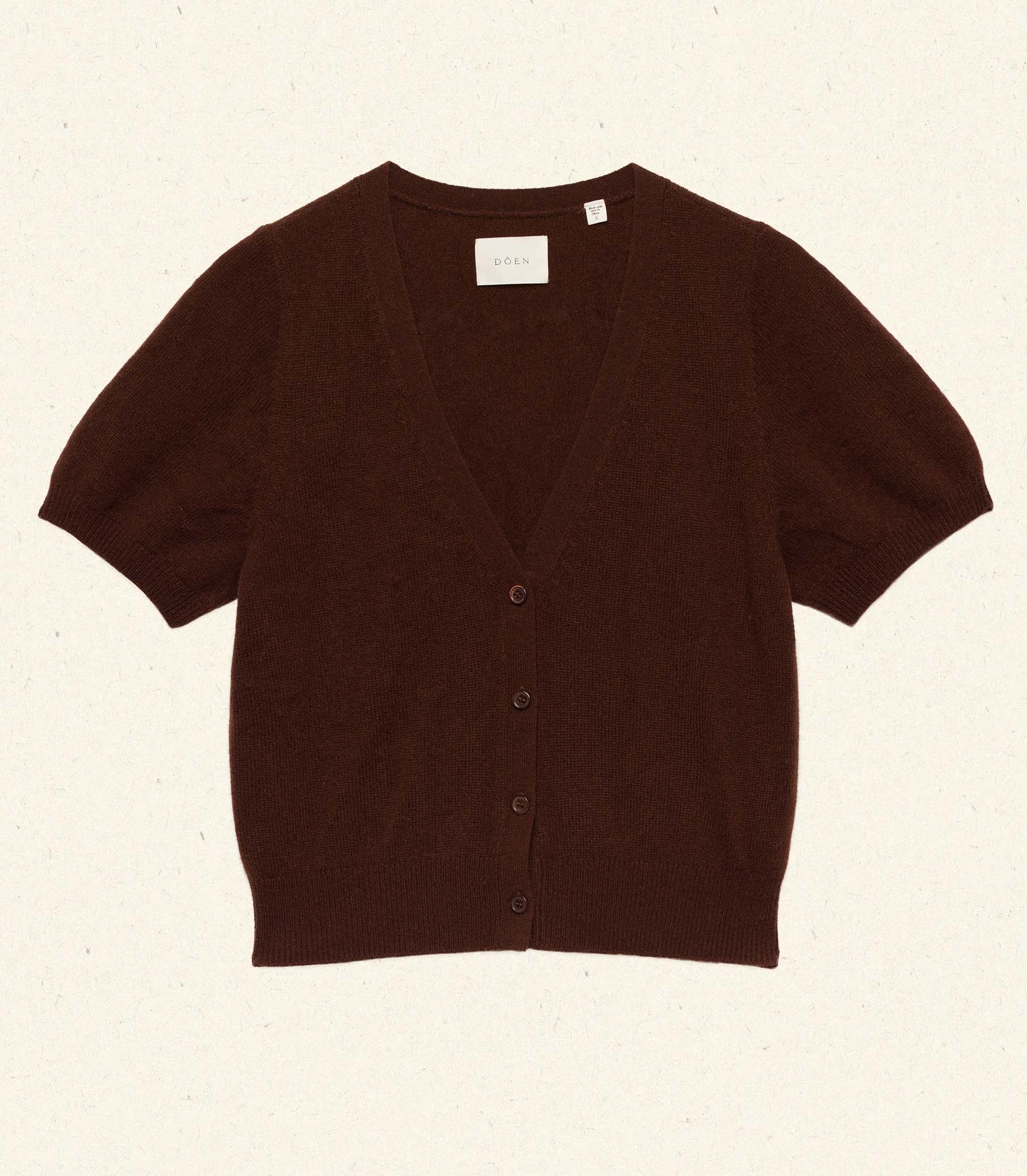 ARELLA CASHMERE CARDIGAN -- DARK UMBER