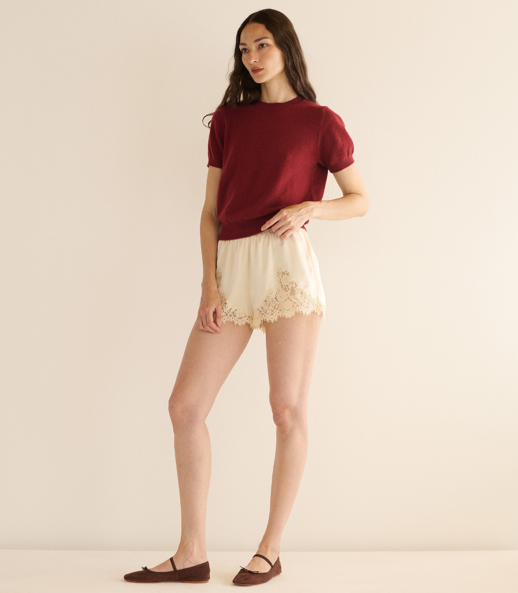COLOMBE CASHMERE TOP -- MALBEC