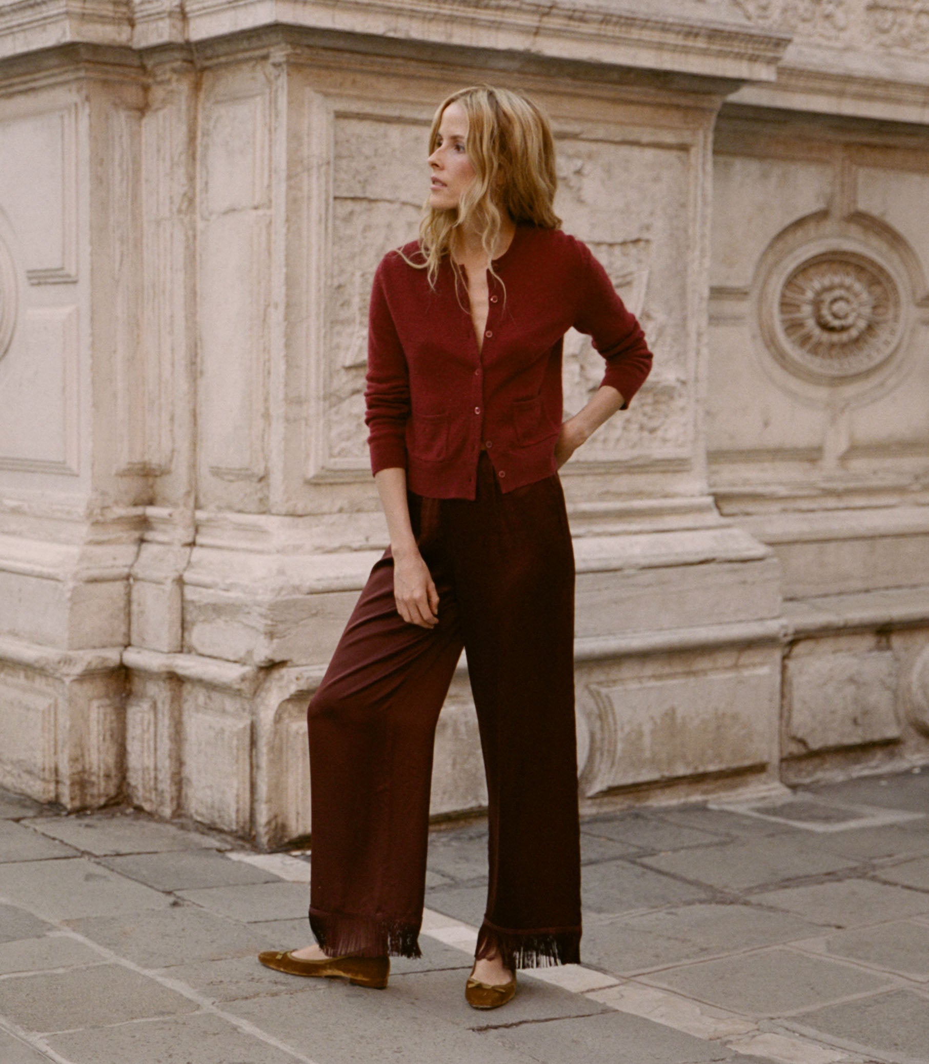 FREYA CASHMERE CARDIGAN -- MALBEC
