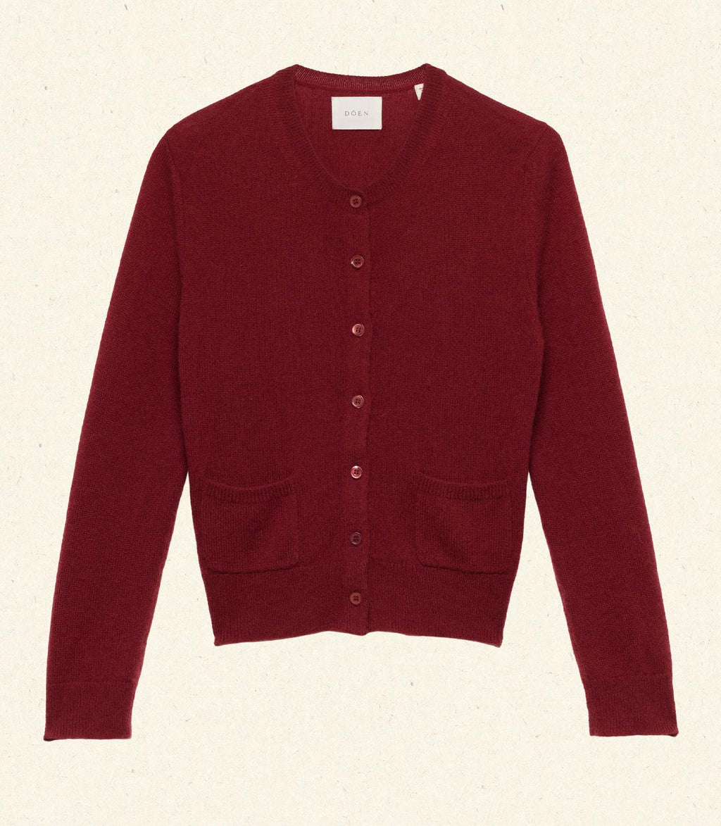 FREYA CASHMERE CARDIGAN -- MALBEC