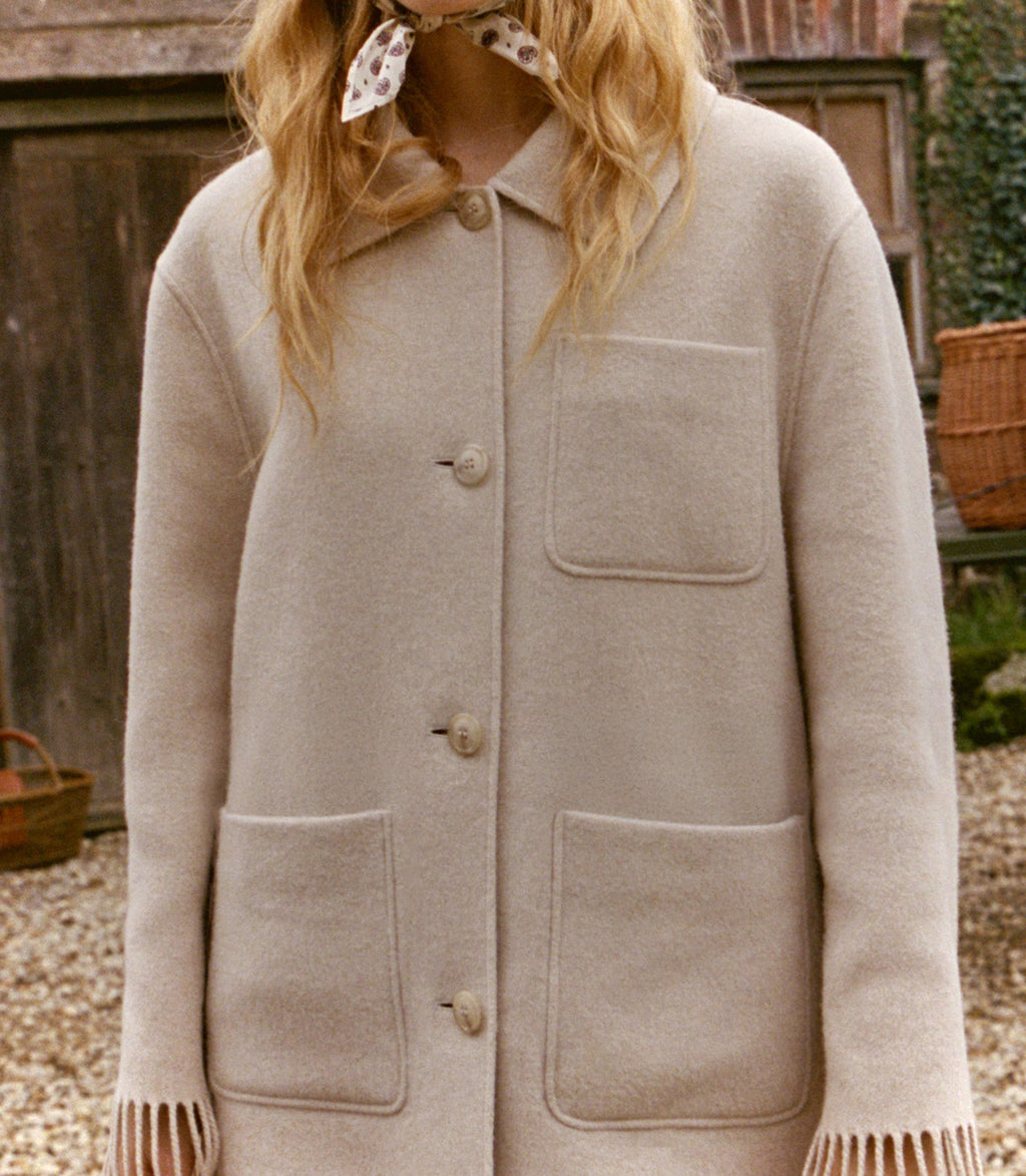 GERMAIN FRINGE COAT -- BUTTER CREAM