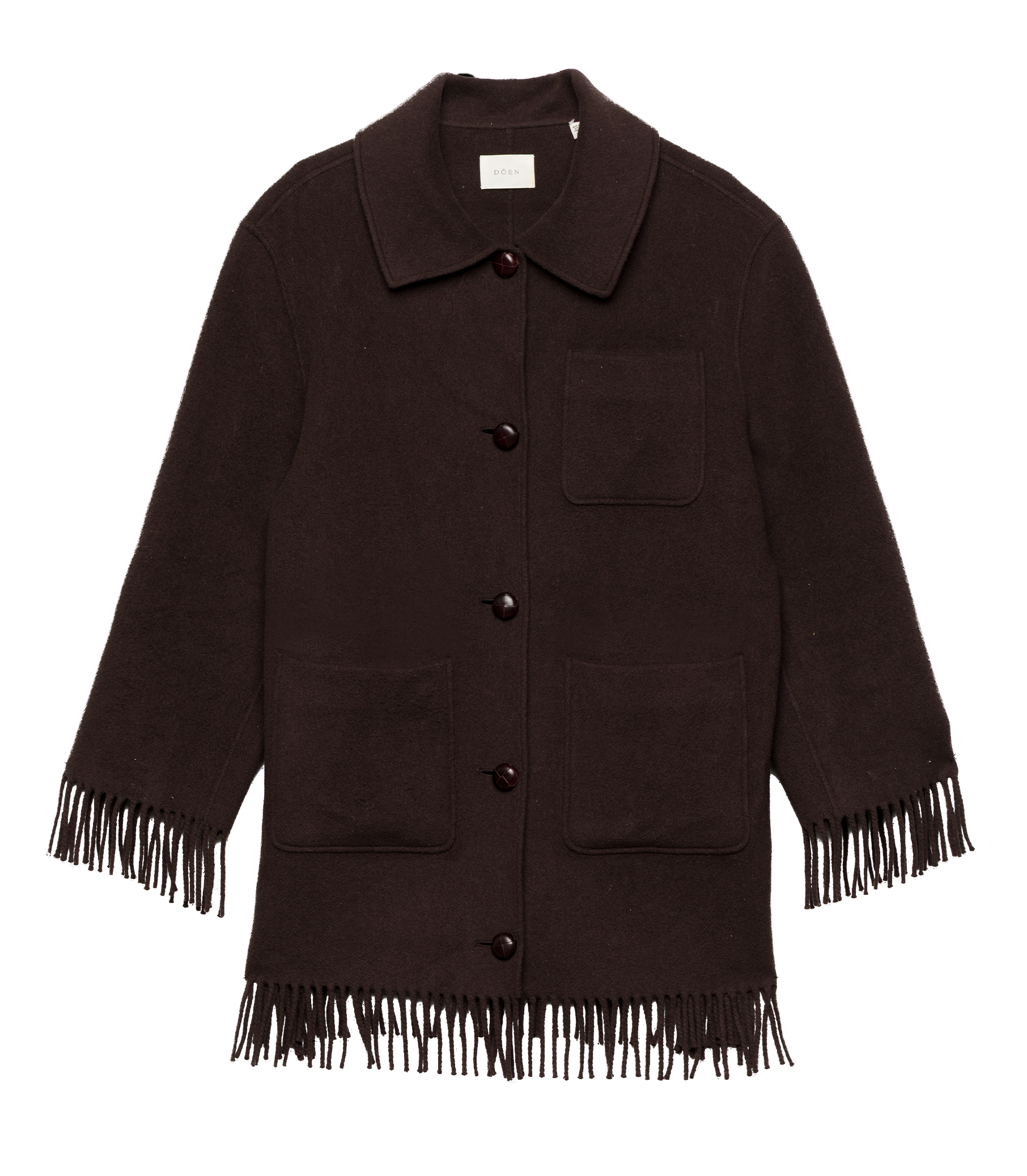 GERMAIN FRINGE COAT -- BITTER CHOCOLATE