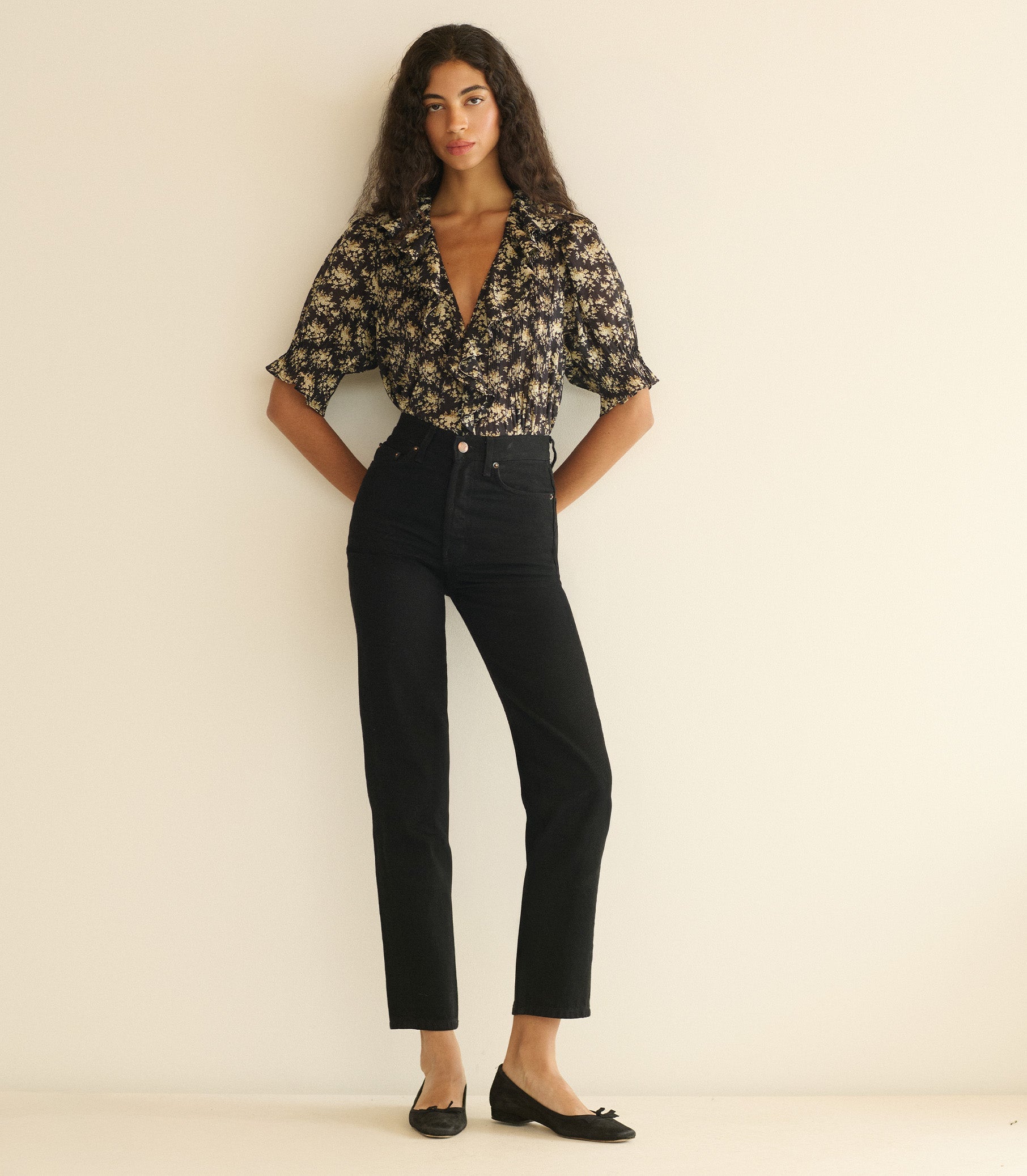 HENRI TOP -- NOIR ROSIER FLORAL