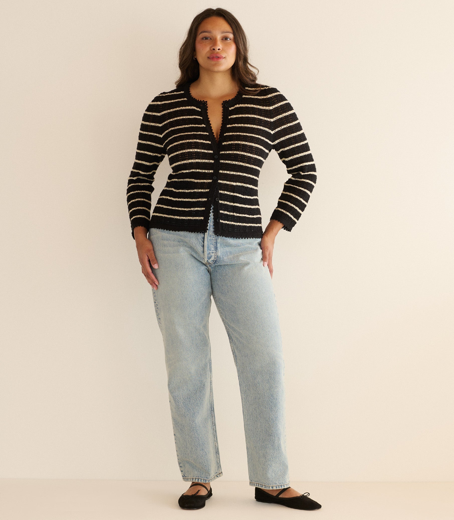 THERESE CARDIGAN -- NOIR ALLAIRE STRIPE